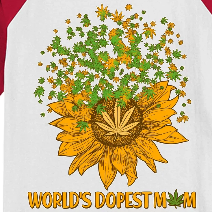 World's Dopest Mom Sunflower Kids Colorblock Raglan Jersey