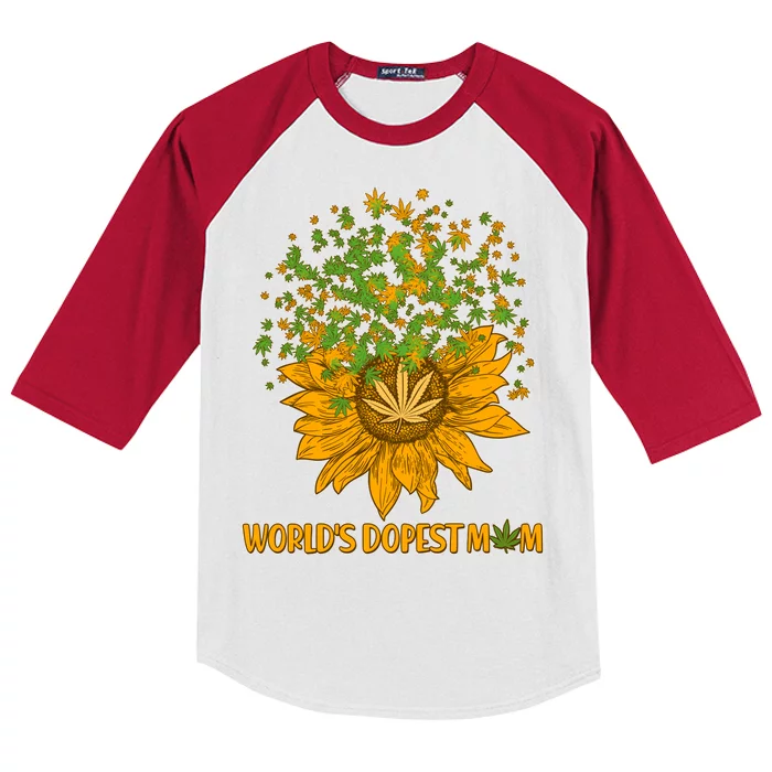 World's Dopest Mom Sunflower Kids Colorblock Raglan Jersey