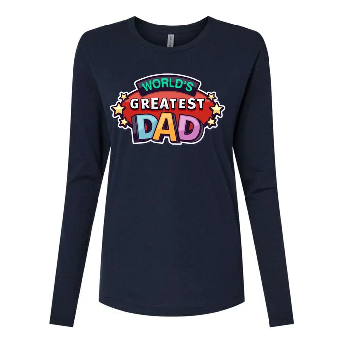 World's Greatest Dad Colorful Father's Day Womens Cotton Relaxed Long Sleeve T-Shirt