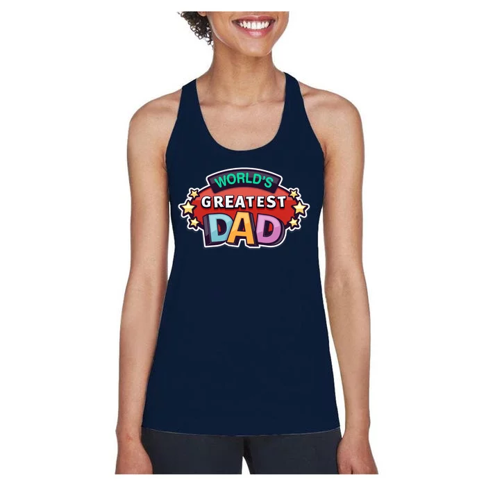 World's Greatest Dad Colorful Father's Day Women's Racerback Tank