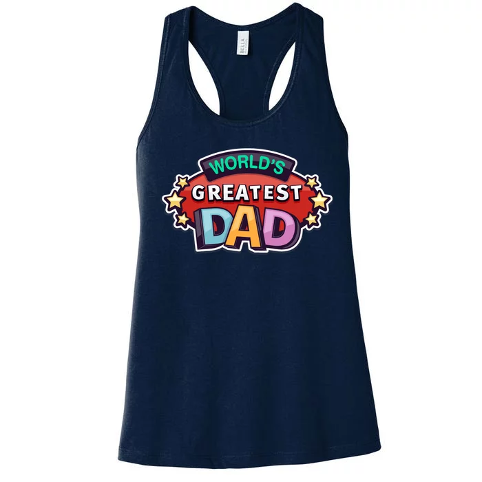 World's Greatest Dad Colorful Father's Day Women's Racerback Tank