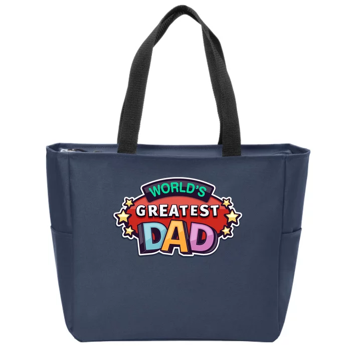 World's Greatest Dad Colorful Father's Day Zip Tote Bag