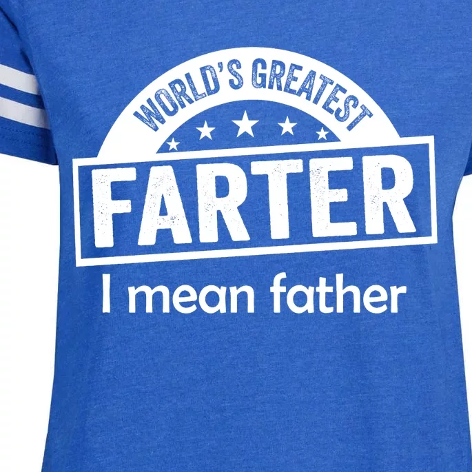 Worlds Greatest Farter Funny Father Dad Enza Ladies Jersey Football T-Shirt