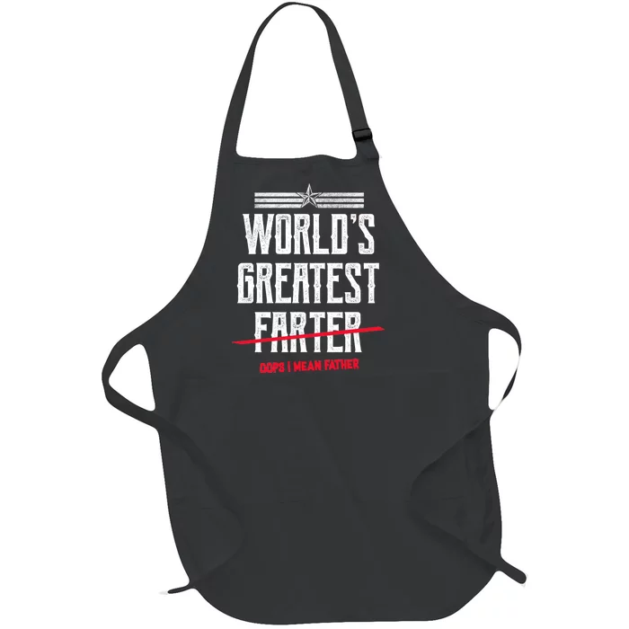 World's Greatest Farter Oops I Mean Father Full-Length Apron With Pocket