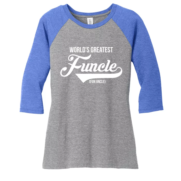 World's Greatest Funcle Fun Uncle Women's Tri-Blend 3/4-Sleeve Raglan Shirt