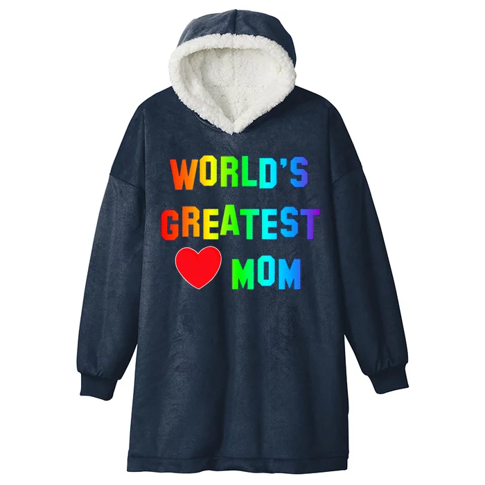 World's Greatest Mom Rainbow Hooded Wearable Blanket