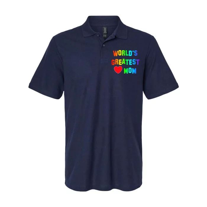 World's Greatest Mom Rainbow Softstyle Adult Sport Polo