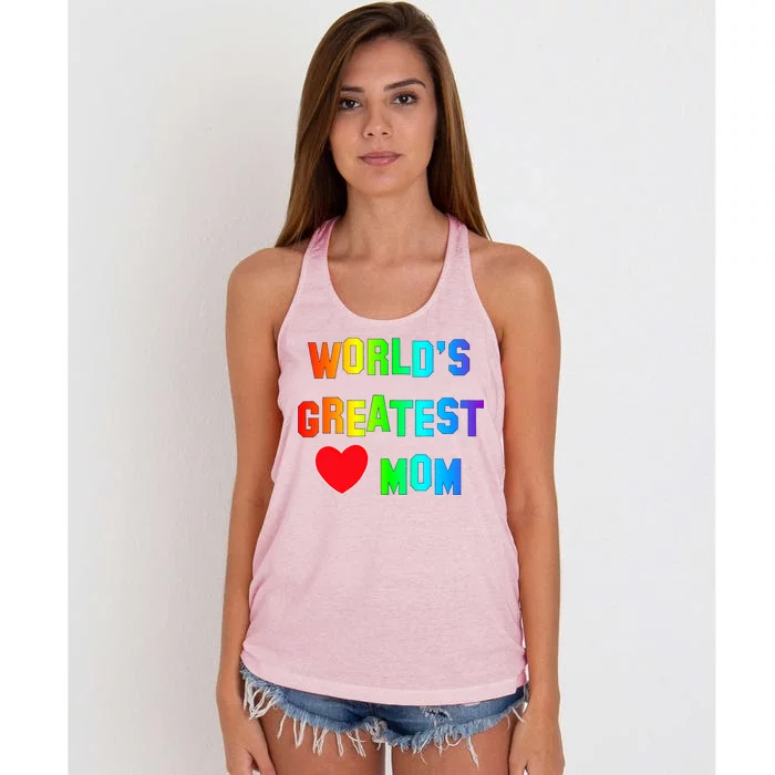 World's Greatest Mom Rainbow Women's Knotted Racerback Tank