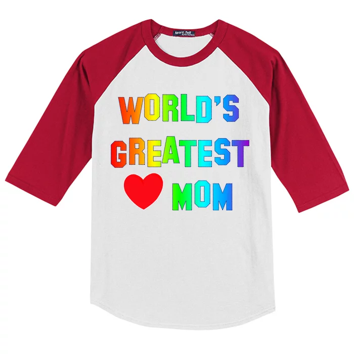 World's Greatest Mom Rainbow Kids Colorblock Raglan Jersey