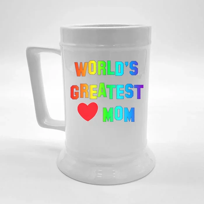 World's Greatest Mom Rainbow Front & Back Beer Stein