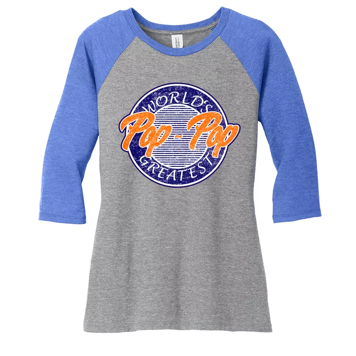 Worlds Greatest Pop-Pop Women's Tri-Blend 3/4-Sleeve Raglan Shirt