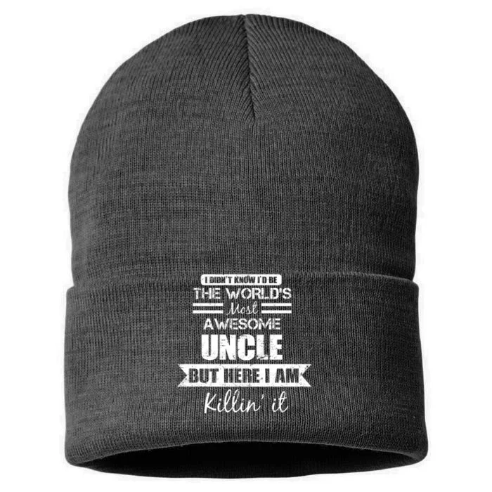 World's Most Awesome Uncle Sustainable Knit Beanie