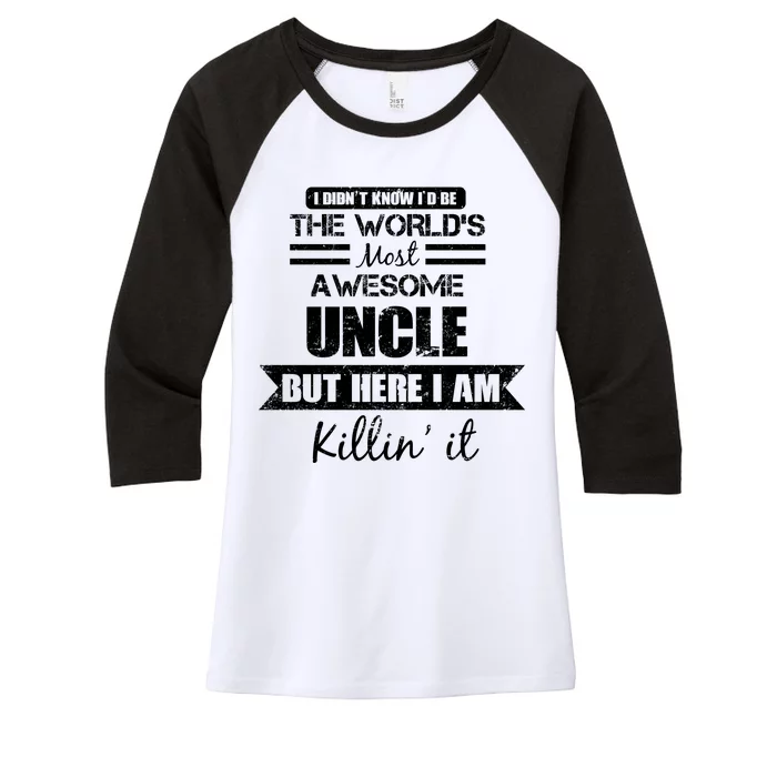 World's Most Awesome Uncle Women's Tri-Blend 3/4-Sleeve Raglan Shirt