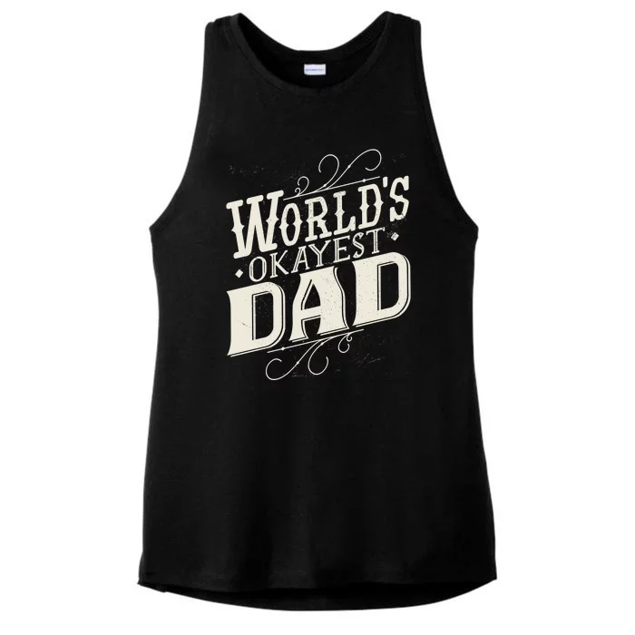 World's Okayest Dad Ladies Tri-Blend Wicking Tank