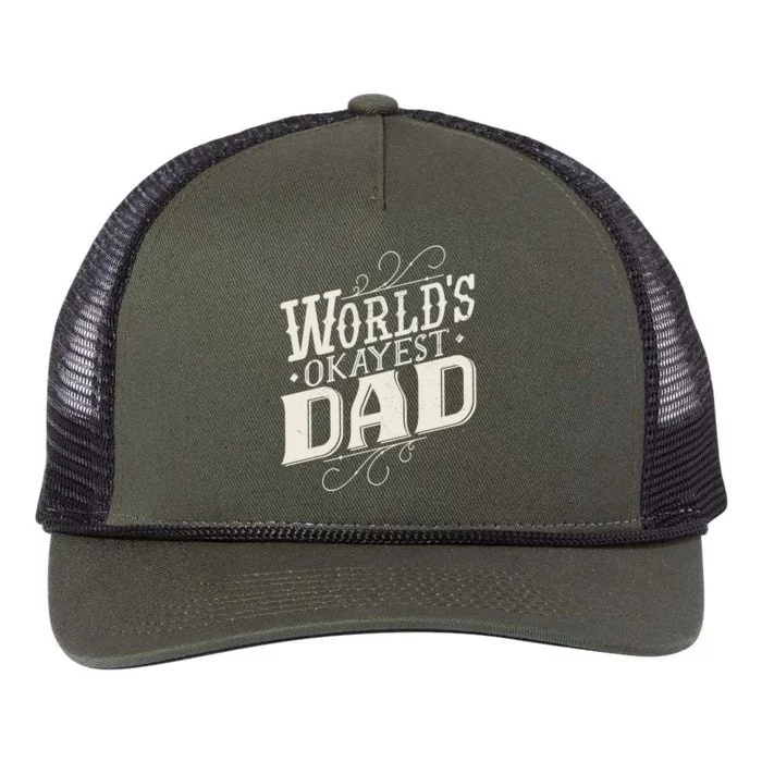 World's Okayest Dad Retro Rope Trucker Hat Cap