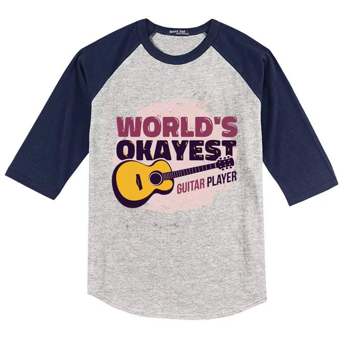 World's Okayest Guitar Player Kids Colorblock Raglan Jersey