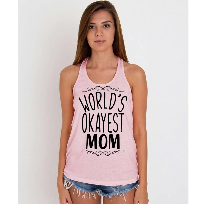 World's Okayest Mom Women's Knotted Racerback Tank