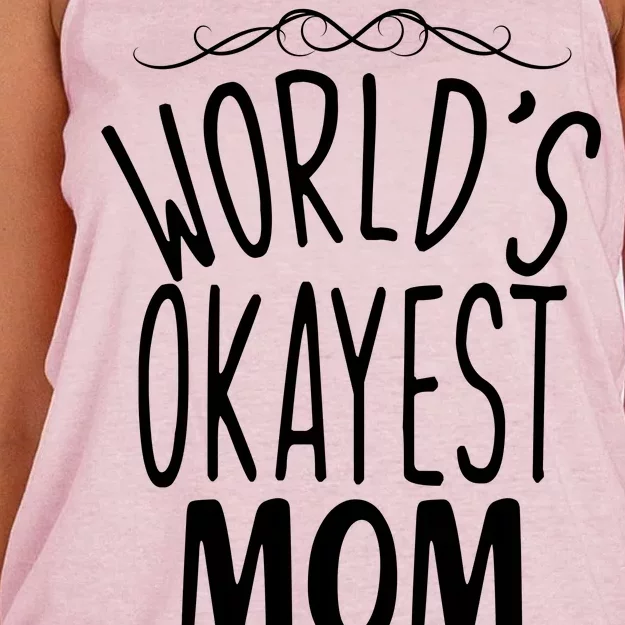 World's Okayest Mom Women's Knotted Racerback Tank