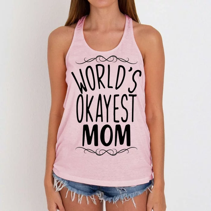 World's Okayest Mom Women's Knotted Racerback Tank