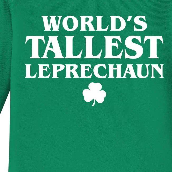 World's Tallest Leprechaun Clover Funny St. Patrick's Day Baby Long Sleeve Bodysuit