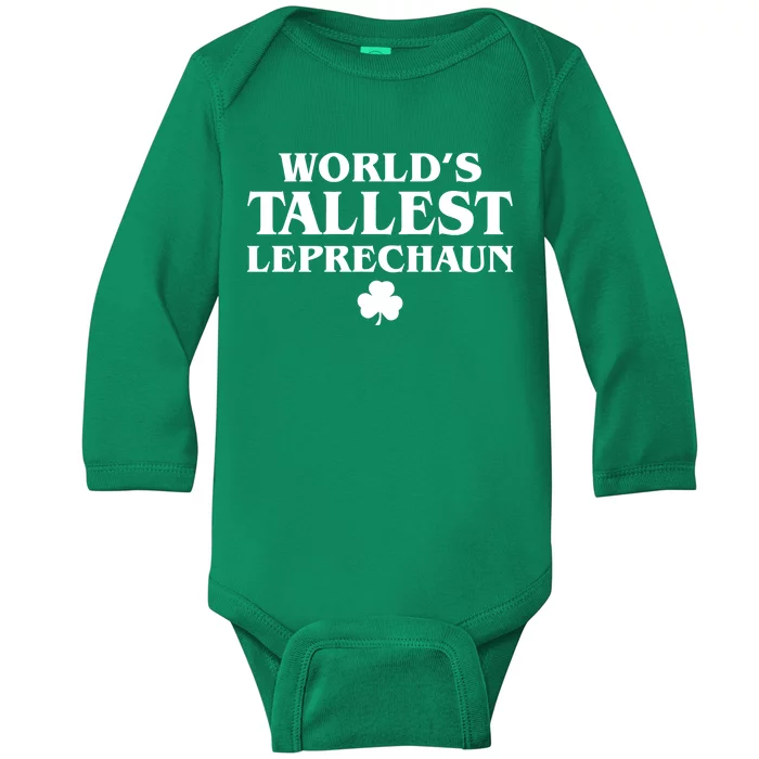 World's Tallest Leprechaun Clover Funny St. Patrick's Day Baby Long Sleeve Bodysuit