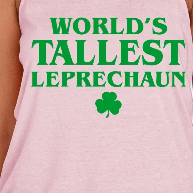 World's Tallest Leprechaun Clover Funny St. Patrick's Day Women's Knotted Racerback Tank