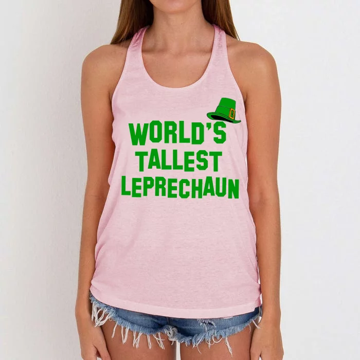 World's Tallest Leprechaun Funny St Patricks Day Women's Knotted Racerback Tank