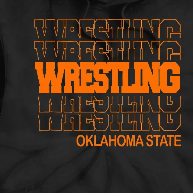 Wrestling O.K.L.A.H.O.M.A State In Modern Stacked Lettering Tie Dye Hoodie