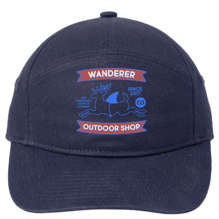 Wanderer Outdoor Shop Est 2017 Deer Shark Logo 7-Panel Snapback Hat