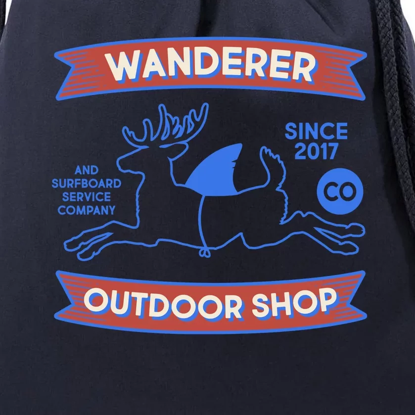 Wanderer Outdoor Shop Est 2017 Deer Shark Logo Drawstring Bag