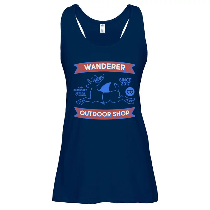 Wanderer Outdoor Shop Est 2017 Deer Shark Logo Ladies Essential Flowy Tank