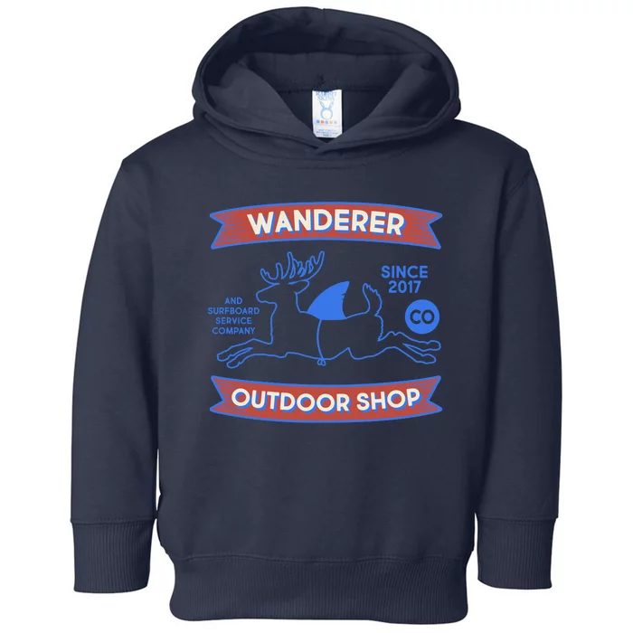 Wanderer Outdoor Shop Est 2017 Deer Shark Logo Toddler Hoodie