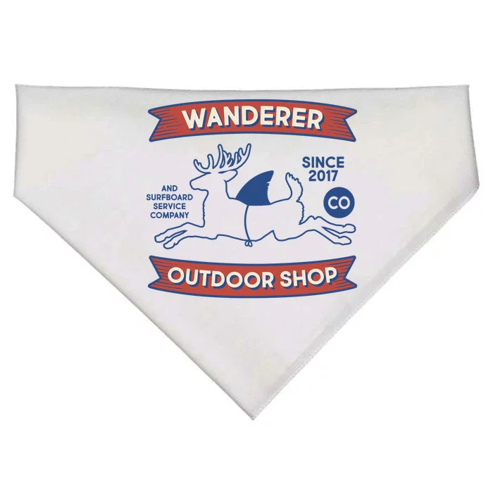 Wanderer Outdoor Shop Est 2017 Deer Shark Logo USA-Made Doggie Bandana