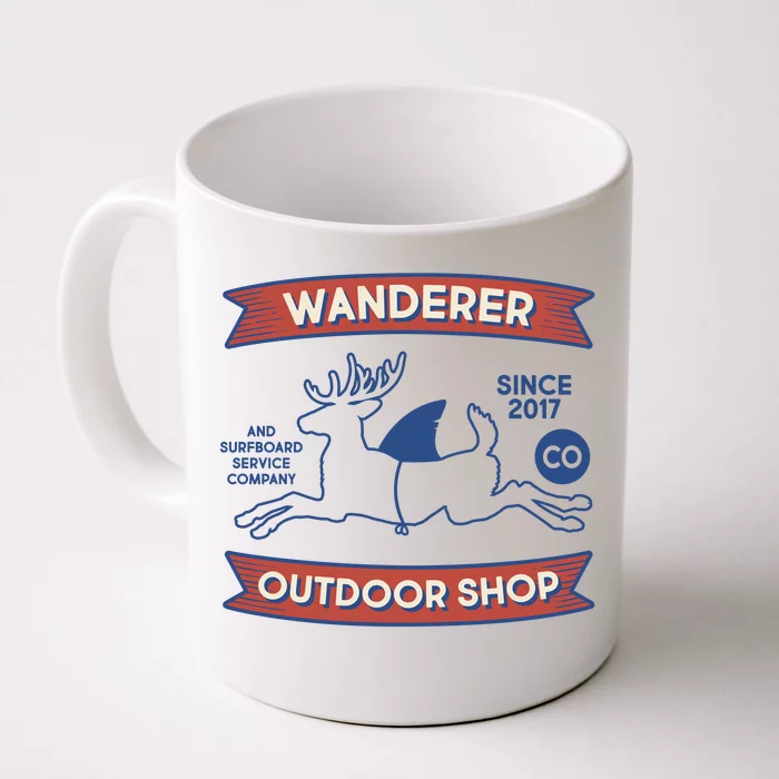 Wanderer Outdoor Shop Est 2017 Deer Shark Logo Front & Back Coffee Mug