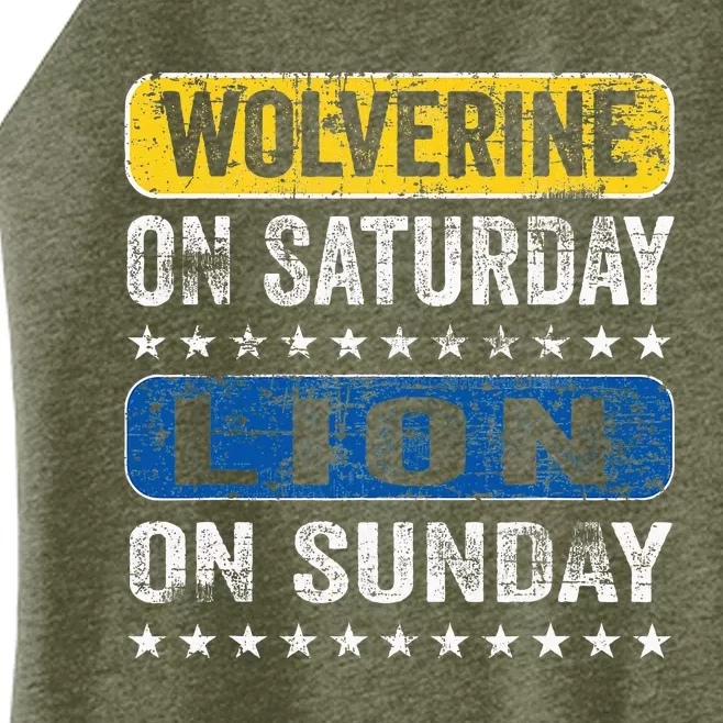 Wolverine On Saturday Lion On Sunday Women’s Perfect Tri Rocker Tank