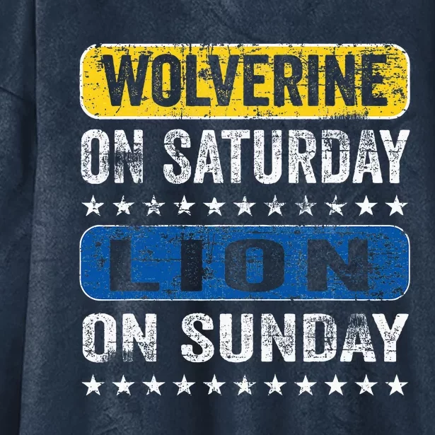 Wolverine On Saturday Lion On Sunday Hooded Wearable Blanket