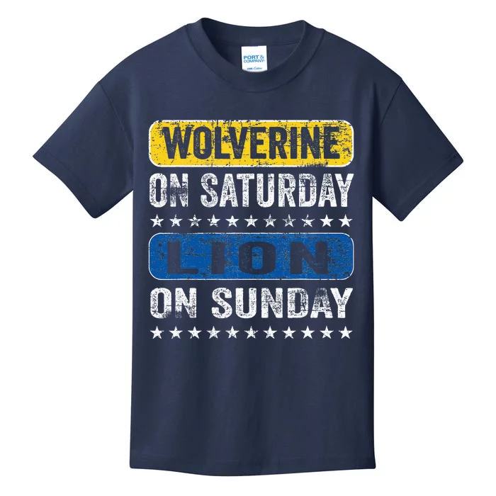 Wolverine On Saturday Lion On Sunday Kids T-Shirt