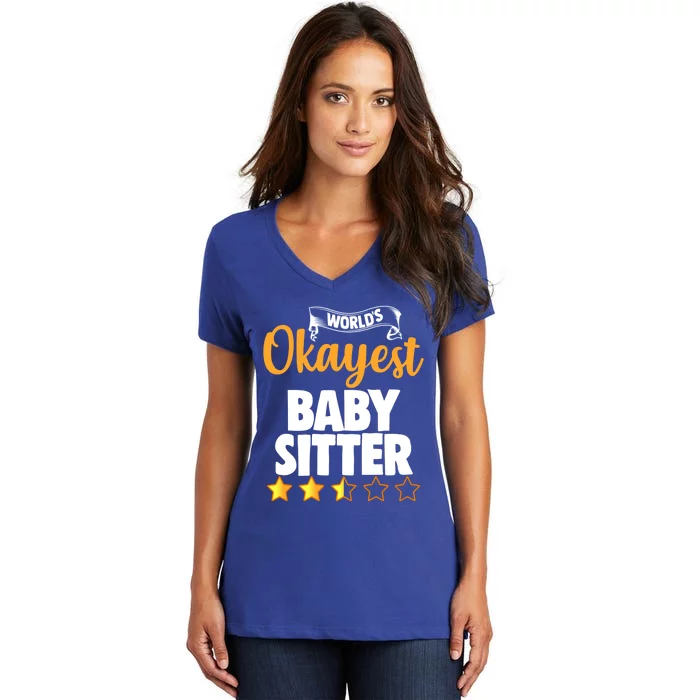 World's Okayest Sitter Gift Women's V-Neck T-Shirt