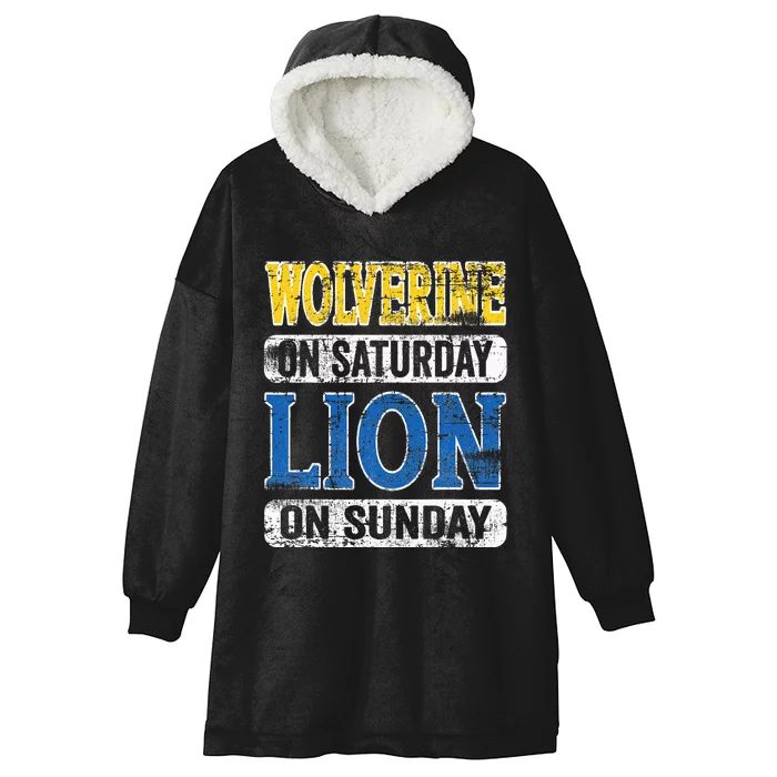 Wolverine On Saturday Lion On Sunday Hooded Wearable Blanket