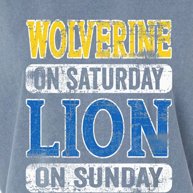 Wolverine On Saturday Lion On Sunday Garment-Dyed Women's Muscle Tee