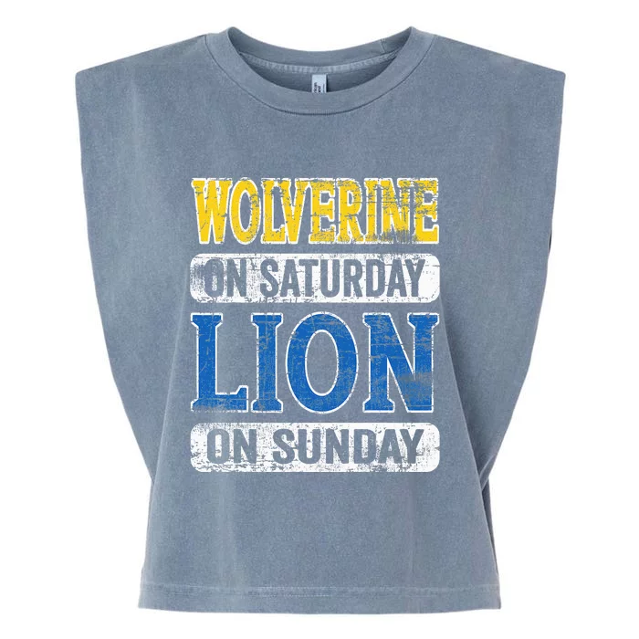 Wolverine On Saturday Lion On Sunday Garment-Dyed Women's Muscle Tee