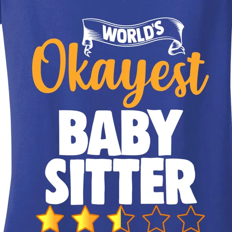 World's Okayest Sitter Gift Women's V-Neck T-Shirt