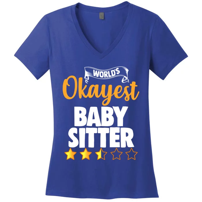 World's Okayest Sitter Gift Women's V-Neck T-Shirt