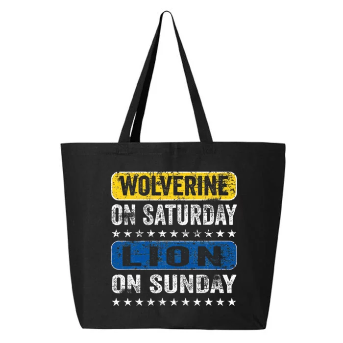 Wolverine On Saturday Lion On Sunday Funny Detroit 25L Jumbo Tote