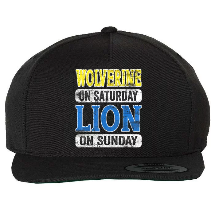 Wolverine On Saturday Lion On Sunday Detroit Wool Snapback Cap