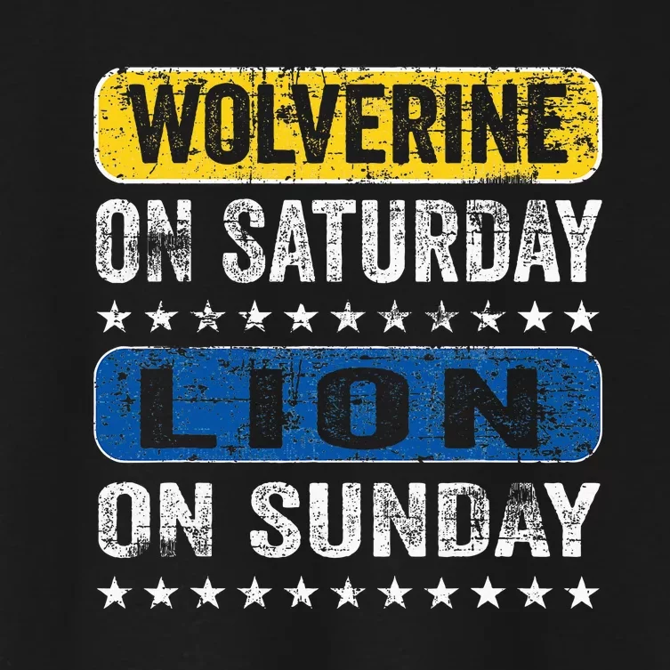 Wolverine On Saturday Lion On Sunday Women's Crop Top Tee