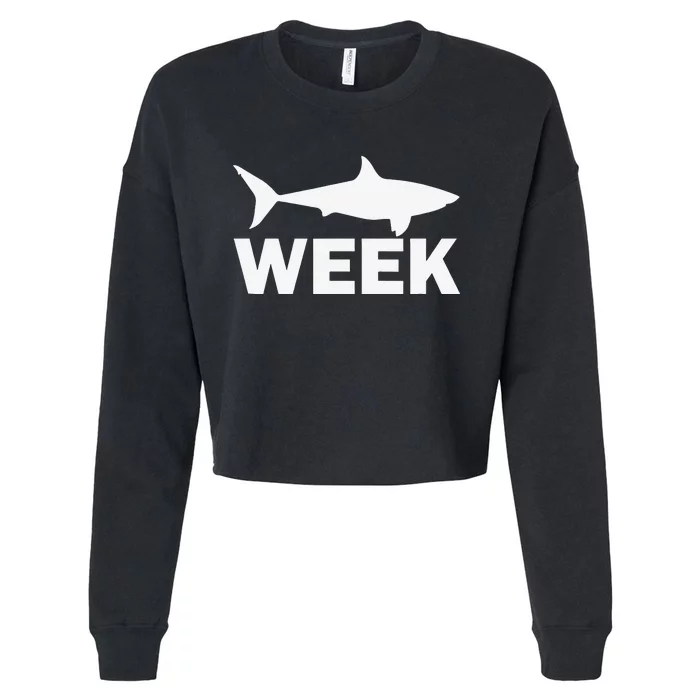 Week of Shark Funny Sharks Great Discovery Time Cropped Pullover Crew