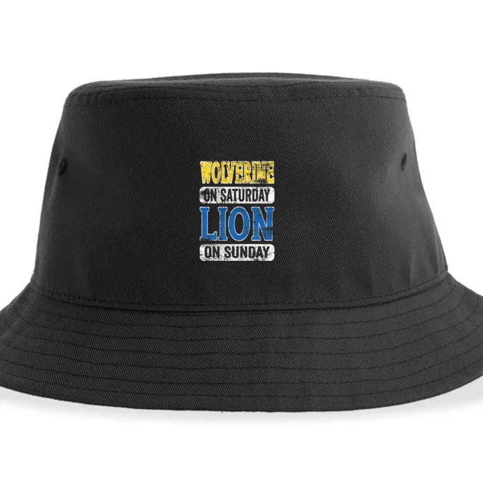 Wolverine On Saturday Lion On Sunday Detroit Sustainable Bucket Hat