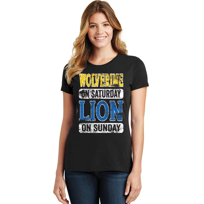 Wolverine On Saturday Lion On Sunday Detroit Women's T-Shirt