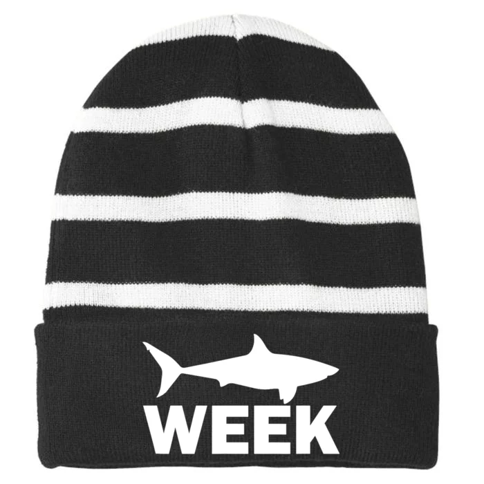 Week Of Shark Funny Sharks Great Discovery Time Striped Beanie with Solid Band